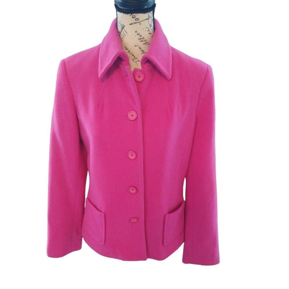 Harve Benard Button Up wool size 6 blazer Pink Classic Office Feminine